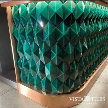 Green Diamonds Handmade Tile