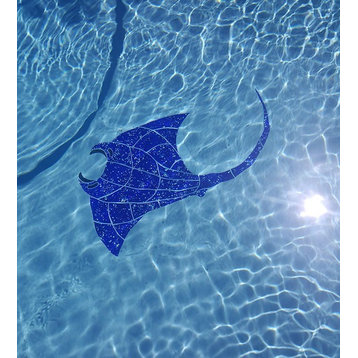Manta Ray Ceramic Swimming Pool Mosaic 48"x28", Black