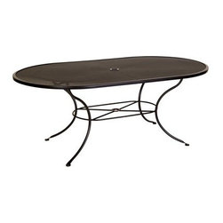 Micro Mesh 84" Round Dining Table with 2" Umbrella Hole - Outdoor Dining Tables