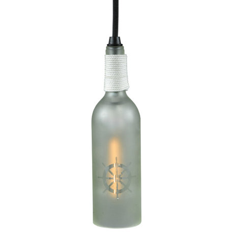 3W Coastal Collection Ships Wheel Wine Bottle Mini Pendant
