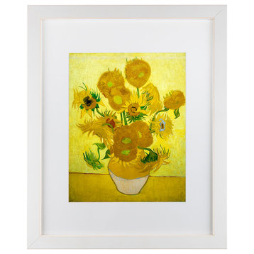 "Sunflowers 1887" by Vincent van Gogh, Matted Framed Art, 16"x20"