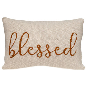 Parkland Collection Blessed Transitional Beige Throw Pillow PILK21146P