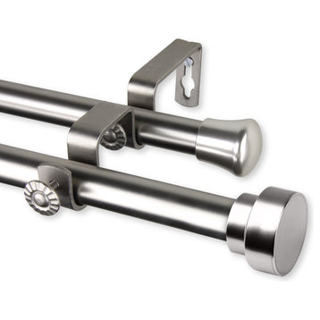 Topper Double Curtain Rod, Satin Nickel, 28-48"