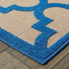 Costa Quatrafoil Lattice Sand and Blue Indoor/Outdoor Area Rug, 9'10"x12'10"