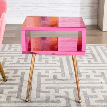 Modern Glass and Lucite Side End Tables