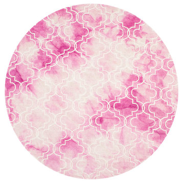 Safavieh Dip Dye Collection DDY676 Rug, Rose/Ivory, 7' Round