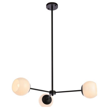 Living District LD647D32BK Briggs 32" Pendant, Black With White Shade