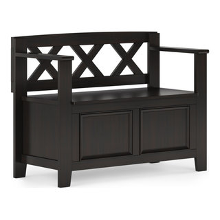 Amherst Solid Wood 36"W Small Entryway Storage Bench - Transitional ...
