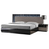 JNM Roma Modern Black And Grey Lacquered Bedroom Set, Queen, 5pc Set