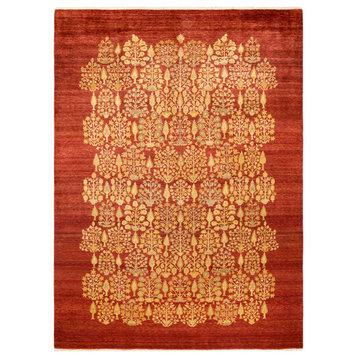 Eclectic, One-of-a-Kind Hand-Knotted Area Rug Orange, 9' 0" x 12' 3"