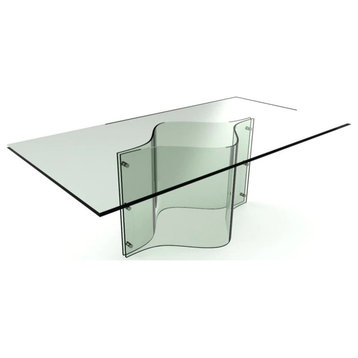 Ovidio 15Mm Tempered Clear Glass Top, 15Mm Non-Tempered Bent Clear Glass Base
