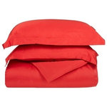 Blue Nile Mills - 3PC Solid Breathable Duvet Cover & Pillow Sham Set, Red, King/California King - Make a bed you'll never want to leave with the Egyptian Cotton Duvet Cover with Matching Pillow Shams. Crafted from 100% Egyptian Cotton with a cozy 300-thread count, the longer fibers and tight weave construction make this set softer and more durable than any other type of Cotton. This duvet fastens with a clear, hidden buttons to provide a clean, streamlined look to your bedding ensemble.