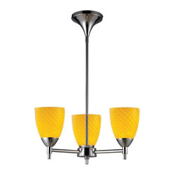 Elk - Celina 3-Light Chandelier, Polished Chrome and Canary Glass - Chandeliers