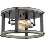 Z-Lite - Z-Lite 472F2R-ABB Kirkland - Two Light Round Flush Mount - Rustic ashen creates a warm, farmhouse-style finisKirkland Two Light R Ashen Barnboard *UL Approved: YES Energy Star Qualified: n/a ADA Certified: n/a  *Number of Lights: Lamp: 2-*Wattage:60w Medium Base bulb(s) *Bulb Included:No *Bulb Type:Medium Base *Finish Type:Ashen Barnboard