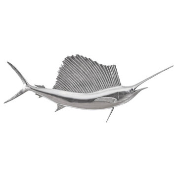 Sail Fish Wall Sculpture, Silver Leaf