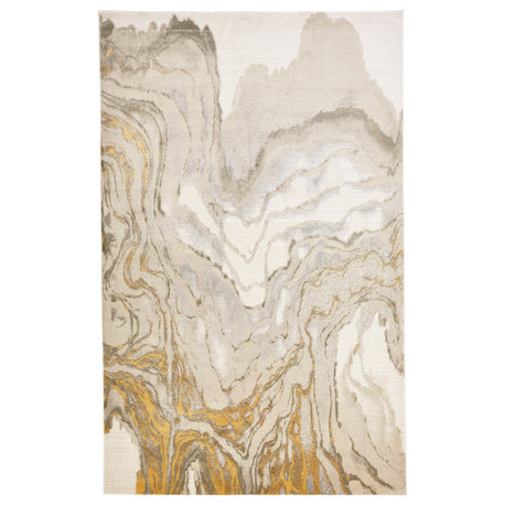 Weave and Wander Vanhorn Contemporary Watercolor Rug, Ivory, 10'x13'2"