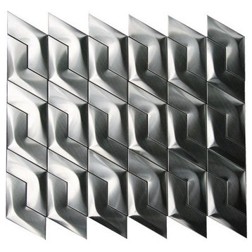 Odyssey Stainless Steel 3D Interlocking Piazza Mosaic, 11"x11", Set of 50