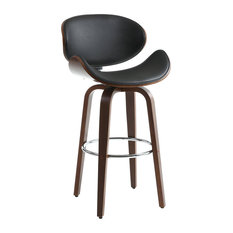 Bachelor Faux Leather Bar Stool, Black