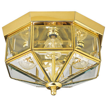 4-Light Close-To-Ceiling, Polished Brass