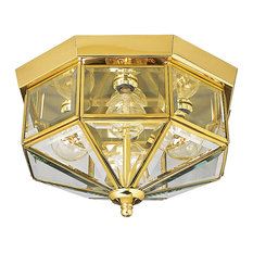 4-Light Close-To-Ceiling, Polished Brass