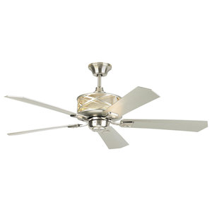 48 Indoor Chrome 5 Reversible Blade Ceiling Fan Crystal