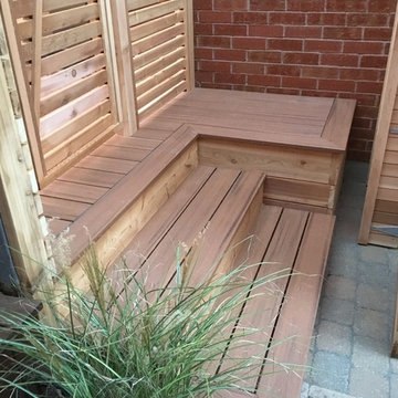 TREX floor and cedar storage, pannels and doors