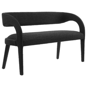 Pinnacle Boucle Fabric Accent Bench, Black