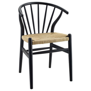 Modway Furniture Flourish Spindle Wood Dining Side Chair in Black -EEI-3338-BLK