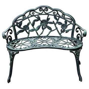 Outdoor Patio Bench 40" Cast Iron -  Antique Rose Style