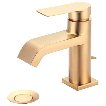 i4 Single Handle Bathroom Faucet with Deck Plate, Brushed Gold