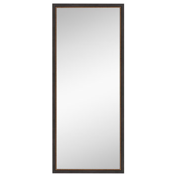 Ashton Black Non-Beveled Framed Floor Leaner Mirror, Ashton Black