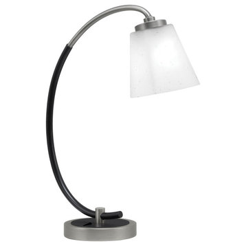 1-Light Desk Lamp, Graphite/Matte Black Finish, 4.5" Square White Muslin Glass