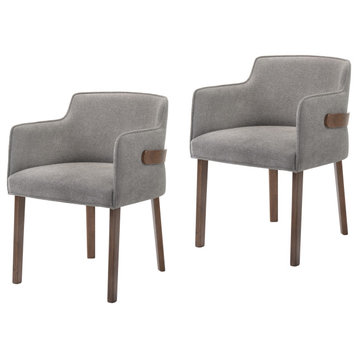 Modrest Jordan Gray and Walnut Dining Chairs, Set of 2, Charcoal