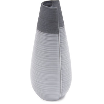 Rolled Vase Two Tone Gray, Medium