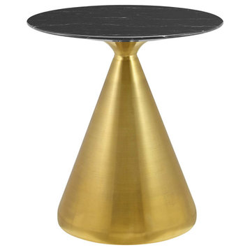 Tupelo 28" Artificial Marble Dining Table, Gold Black