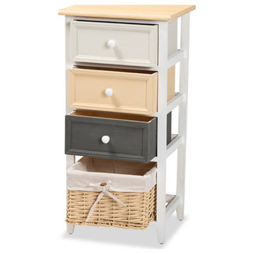 Adonis Transitional Multi-Colored Wood 3-Drawer Storage Unit With Basket