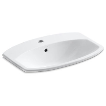 Kohler Cimarron Drop-In Bathroom Sink with Single Faucet Hole, White