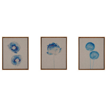 Madison Park 3-Piece Blue Print Botanicals Framed Printed Canvas On Linen