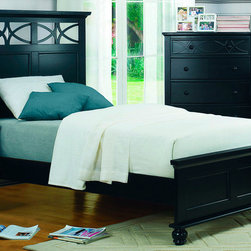 HOMELEGANCE 2119TBK-1 SANIBEL COTTAGE STYLE BLACK WOOD KIDS TWIN BED - Kids Beds