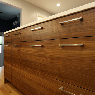 Horizontal Grain Match Walnut Kitchen Cabinetry