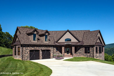 Inspiration for a rustic mixed siding exterior home remodel in Other