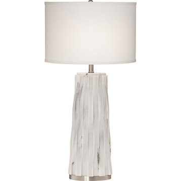 Table Lamp, White Faux Marble, 34"