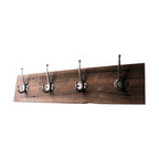 4-Hooks Reclaimed Barn Wood Coat Rack, 24"