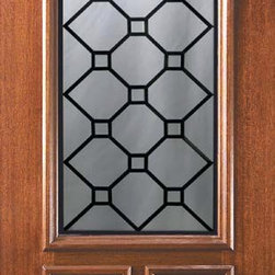 Slab Single Door 96 Wood Mahogany Casablanca 2 Panel 2/3 Lite Glass - Front Doors