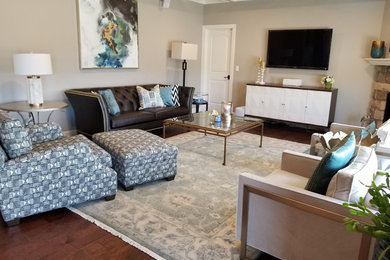 Example of a transitional family room design in Chicago