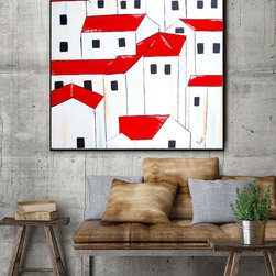 Red roofs - Paintings