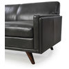 Moroni Milo Mid-Century Leather Sofa with Wooden Legs in Charcoal