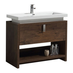 40 inch Rose Wood Modern Bathroom Vanity with Integrated Sink Top - Products