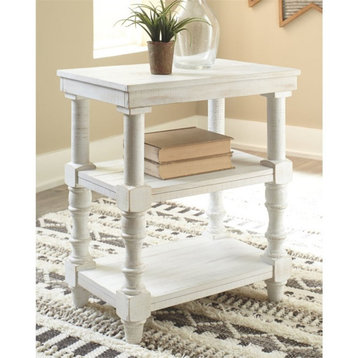 Bowery Hill Modern Wood Accent Table in Antique White Finish