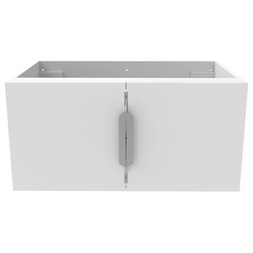 Alpine 30" Wall Mounted Bathroom Vanity, Base Only, White, Chrome Handles